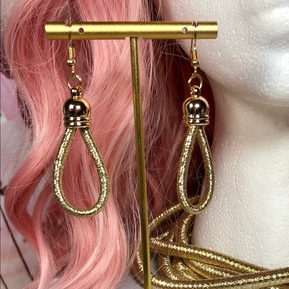 Boho Style Gold-Tone Necklace, Bracelet & Earrings Set - 4 Piece Set - Picture 4 of 14